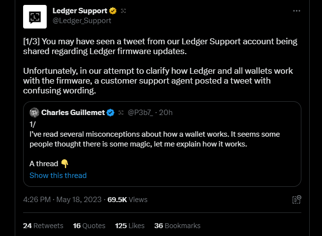 Ledger clarifies how its firmware works after deleted tweet controversy image 117