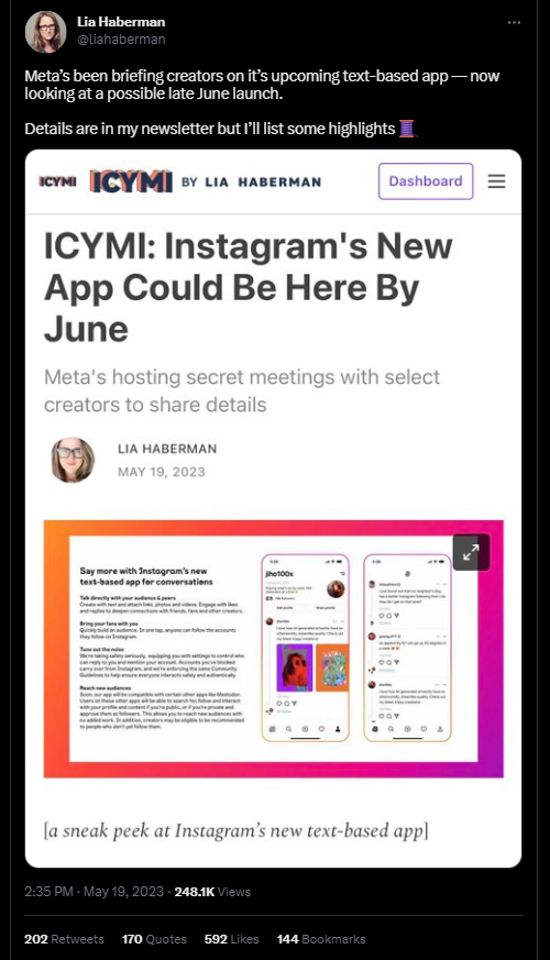 Instagram will release a text-based app to compete with Twitter image 139