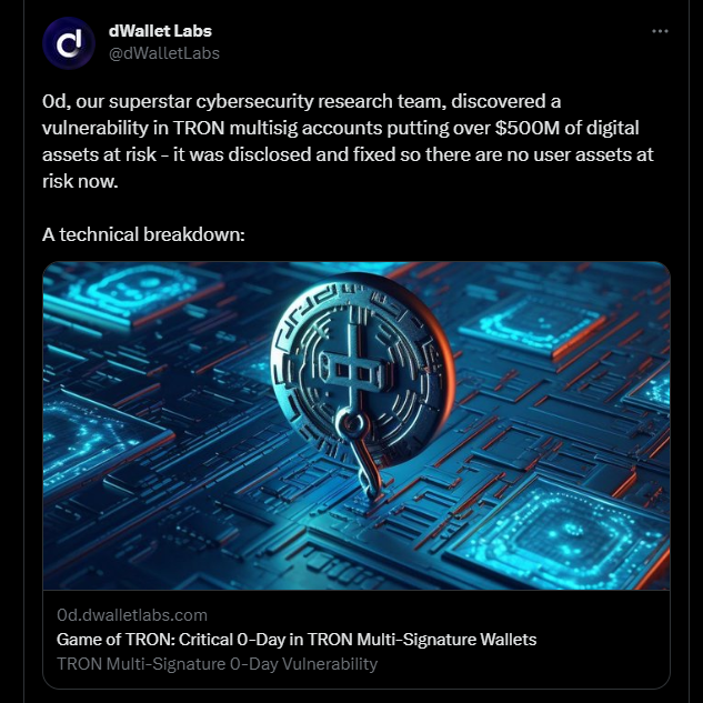 <strong>Security researchers warn of $500M vulnerability in Tron multisig accounts</strong> image 213