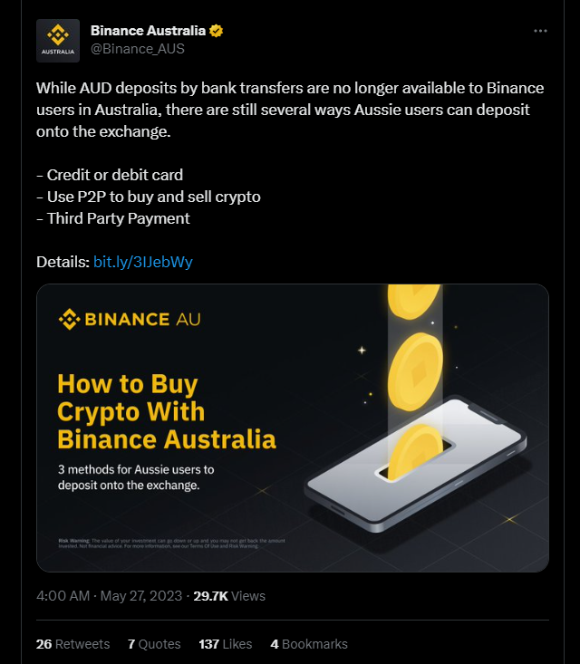 <strong>Binance Australia Bitcoin Price Plummets $5K as Fiat Withdrawals End</strong> image 218