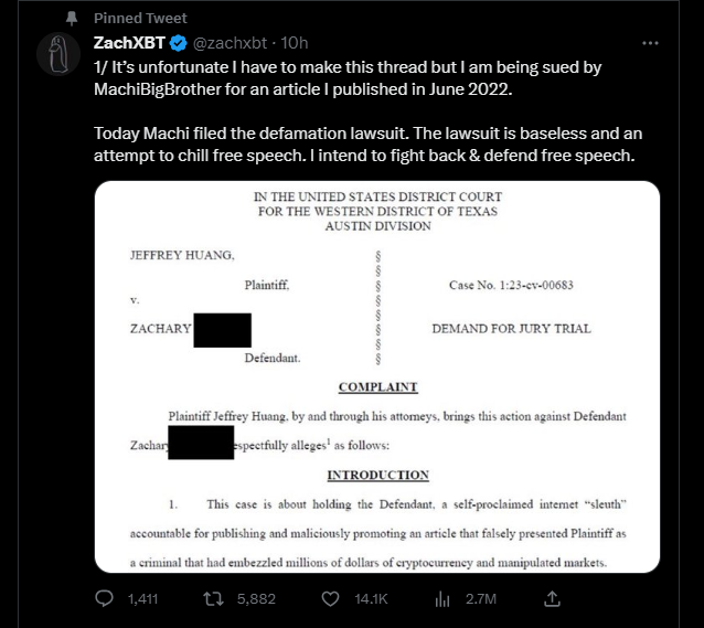 ZachXBT Accused of Libel in $10 Million Lawsuit Over embezzlement Claims image 135