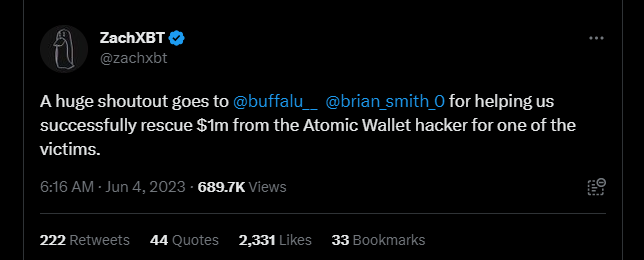 Atomic Wallet Hack: Company Says 1% of Users Affected, Investors Say More image 16