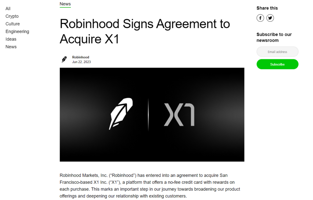 Robinhood to offer credit cards to its customers after $95M X1 acquisition image 185