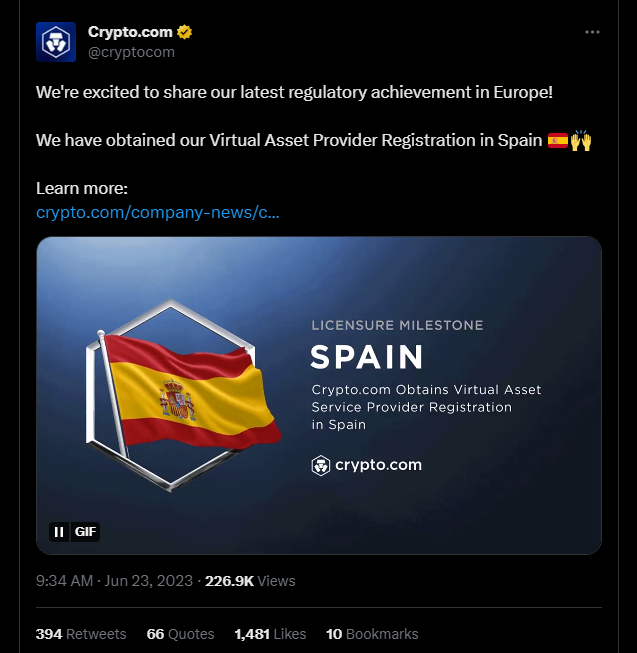 Crypto.com gets the green light to offer crypto services in Spain image 192