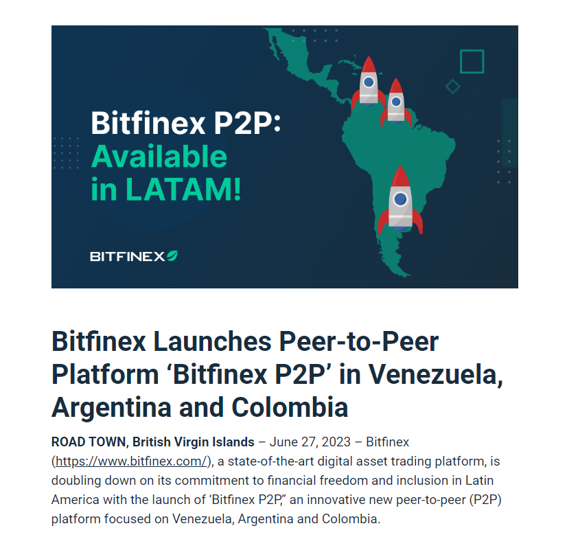 Bitfinex Expands P2P Trading to Venezuela, Argentina and Colombia image 222
