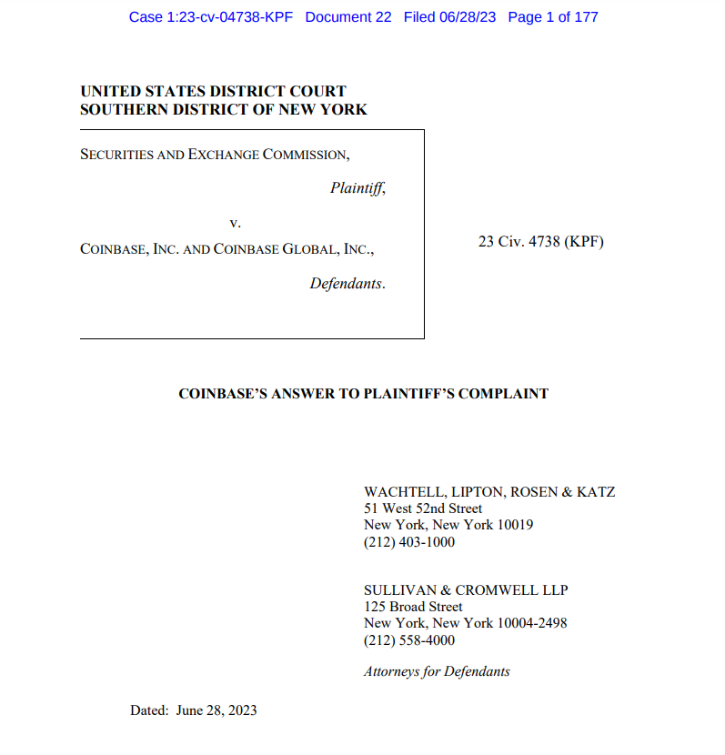 Coinbase Claims SEC's Lawsuit Is an 'Extraordinary Abuse of Process' image 239