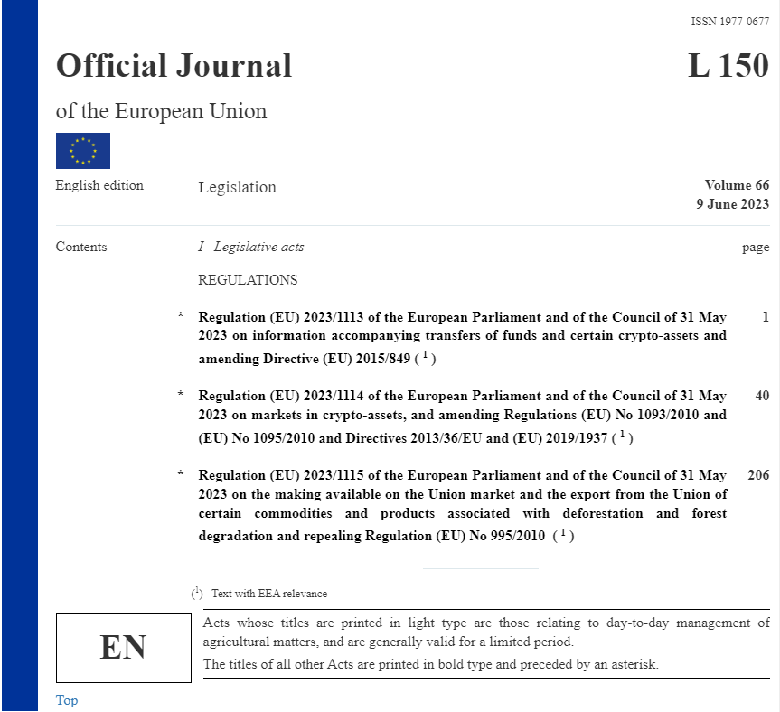 EU Crypto Regulation Countdown Begins as MiCA Enters Official Journal image 72