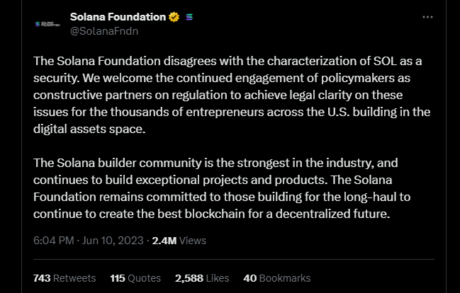 Solana Foundation: SOL Not a Security, Disagrees with SEC image 78