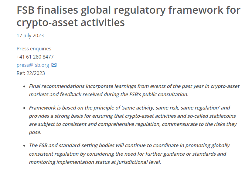 FSB Proposes Global Regulatory Framework for Crypto image 143