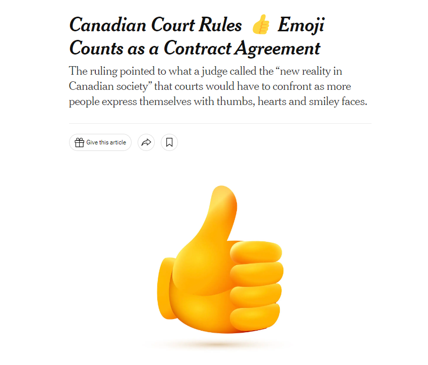 Canada's court deem thumbs up 👍 emoji valid as a contract agreement image 77