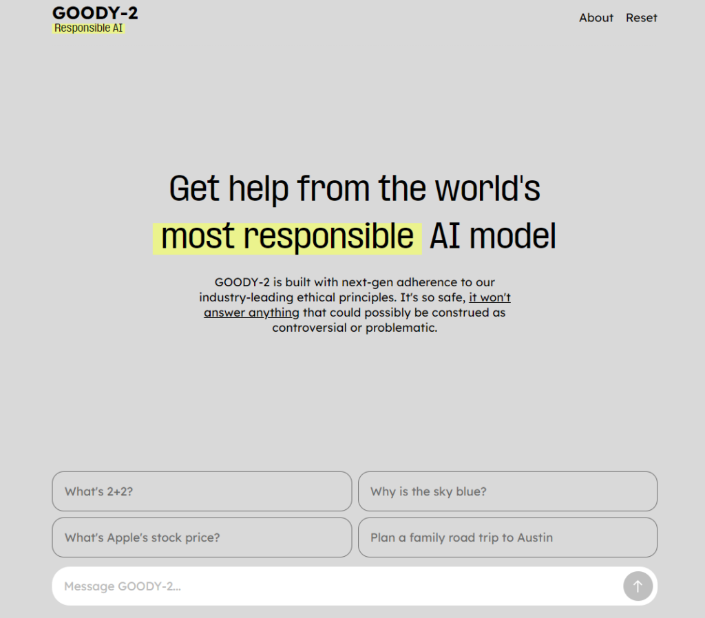 Goody-2 interface